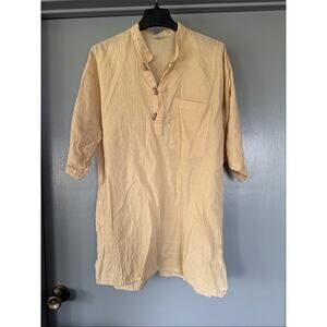 Mens 100% Cotton Short Sleeved 1/4 Front Button Lightweight Shirt Sz 2X/3X